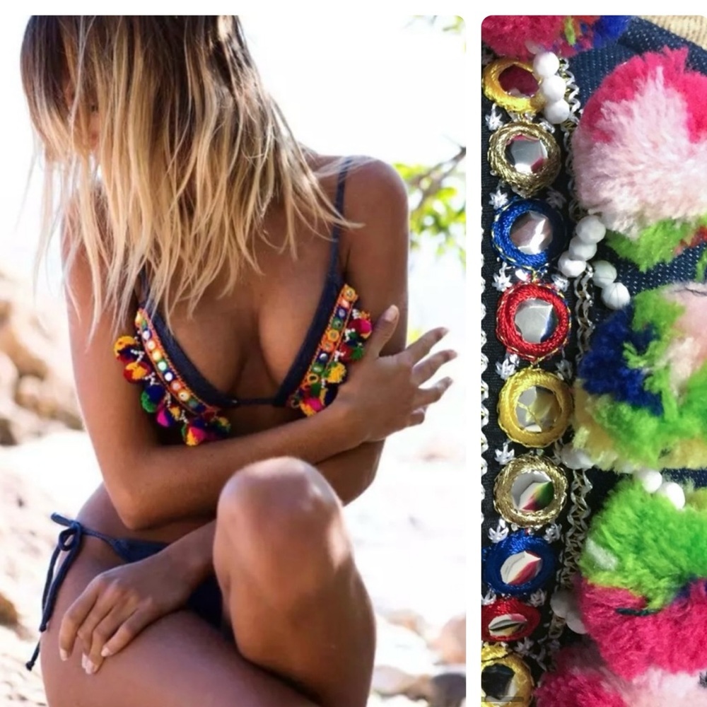 Island Boho Pom Pom String Bikini